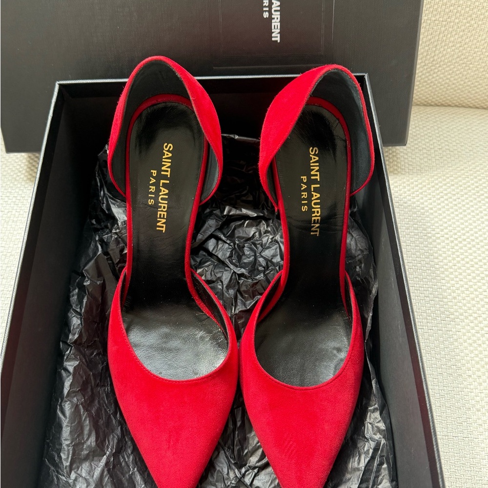 Yves Saint Laurent Red Suede High Heels